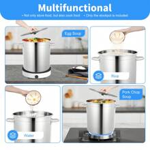 35L Large Stainless Steel Deep Stock Pot With Lid Catering Saucepan Cooking Pan - Silver - View 8