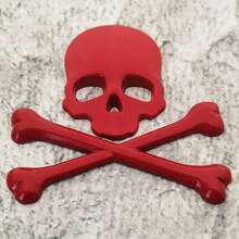 1pc 3D Metal Skull Head Car Emblem Sticker, Car & Motorcycle Decal Badge Label, Car Body Decoration Sticker, Suitable For Cars And Motorcycles