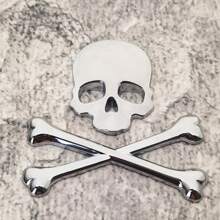 1pc 3D Metal Skull Head Car Emblem Sticker, Car & Motorcycle Decal Badge Label, Car Body Decoration Sticker, Suitable For Cars And Motorcycles