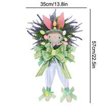1PC Easter Bunny Wreath For Front Door Or Wall Artificial Rabbit Wreath Spring Wreath Easter Decor Outdoor Indoor Hanging Wreath