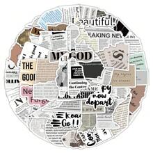 60pcs Vintage Retro American Newspaper Print Stickers,School Supplies,Back To School - Multicolor - View 8