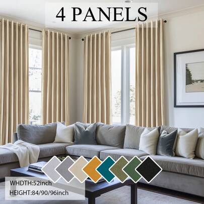 4 Panels Velvet Cur…