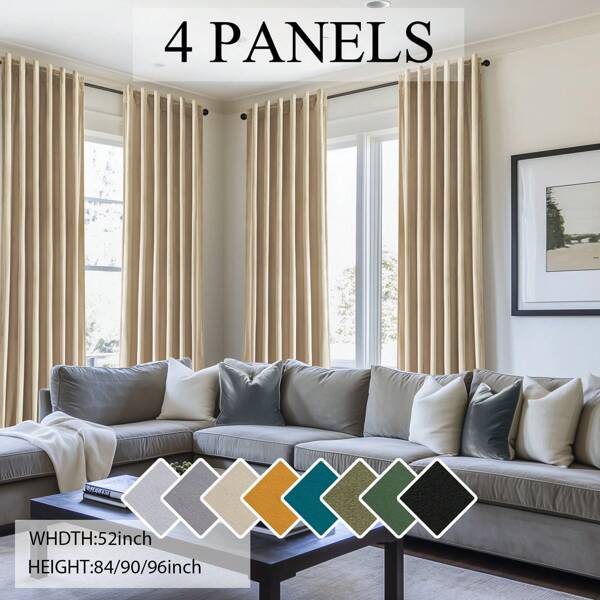 4 Panels Velvet Curtains Olive Green Blackout Elegant Rod Pocket Warm Curtains Room Darkening Curtains In Winter For Living Room Bedroom Privacy Decor Machine Washable