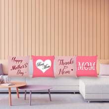 4pcs Valentine's Day Love Linen Pillow Case - Pink - View 3