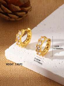 Pendientes de aro con círculo de circonita cúbica de moda