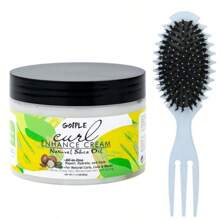 Crema potenciadora de rizo GOIPLE de tamaño familiar con aceite de manteca de karité, define los rizos, potencia los rizos, esencia moldeadora de volumen capilar, hidrata y suaviza el cabello para lograr rizos suaves, hidrata y brillo, producto de peinado anti-encrespamiento para cabello ondulado y rizado, acondicionador de dejado en el cabello con elastina