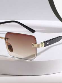 1pc Unisex Metal Frameless Edge Fashion Glasses, High Quality, Suitable For Daily Life, Travel, Driving, Fishing, Gatherings, Beach Parties, Street Style