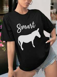 Smart Ass Chic Letter Print Women T-Women's Shirt - Comfy And Casual Short Sleeve Women's Tee For Everyday Wear And Stylish Layering