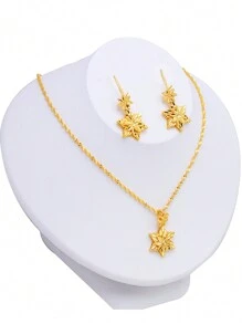 Conjunto de joyas bañado en oro de 22 quilates, pendientes y collar de novia con estilo árabe, decoración de fiesta de noche para mujer, joyería de lujo