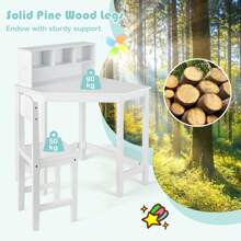 Kids Corner Desk & Chair Set Children Study Table With Chair - White - View 8