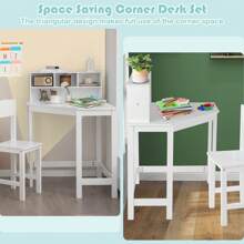 Kids Corner Desk & Chair Set Children Study Table With Chair - White - View 6