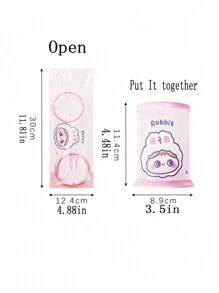 1 件可爱卡通圆形折叠笔筒桌面文具收纳盒，清新简约 Ins 风格办公用品收纳、桌面收纳盒、铅笔盒、笔筒、毛绒铅笔盒、可爱铅笔盒、办公桌收纳盒、材料、记号笔收纳盒 - 彩色 - 查看 3