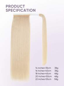 Clip-In Ponytail Hair Extensions, Platinum Blonde Long Straight Wrapped Ponytail Hair Extensions, Convenient For Daily Wear - S60 - View 5