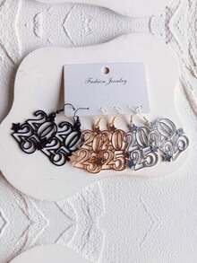 1 Set 2025 Font Design Earrings, Suitable For Daily Wear - Multicolor - View 1