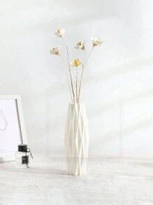 1pc Plastic Vase, Nordic Style Vase, Minimalist Decor Vase, Ceramic-Like Vase, Flower Vase, Shatterproof Vase, Flower Container, Dry Flower Vase, Flower Pot, Flower Basket, Wedding Bedroom Home Decor Vase Gifts Birthday Graduation