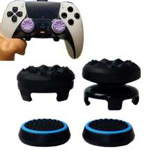 SLANGO Foulka Professional Controller Thumbstick Grips 4PCS Compatible With PS4/PS5, X-BOX, 1 High-Rise, 1 Mid-Rise, 2 Silicone Thumbstick Covers Performance Grips For Playstation - 黑色 - 查看 1