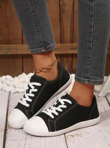 Zapatillas informales y cómodas para mujer con ajuste ancho clásico y cremallera lateral, apropiadas para pies anchos, versátiles para todas las temporadas - Negro - Ver 6