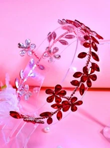 1 Piece Of Ladies' Valentine's Day Gift Accessory, Shiny Red Rhinestone Belt, Elegant And Fashionable Elegant, Flower Vine Design Waist Accessories, Holiday Parties, Brides' Weddings, Banquets, Daily Outings, Evening Dresses, Handmade Waist Accessories, Multifunctional Headband And Hair Accessories