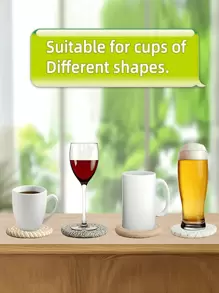 8 Pcs Drink Coasters With Holder, Minimalist Table Woven Coasters,Kitchen Table Heat-Resistant Coasters And Thick Insulation Pads,4 Colors Absorbent Coaster Set For Home Decor Tabletop Protection Suitable For Kinds Of Cups, 4.3 Inches - Multicolor - View 7