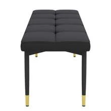 Banco de entrada negro, banco para zapatos con cojín, banco tapizado para interiores con base de metal, banco otomano con asiento acolchado para dormitorio, extremo de la cama, comedor, sala de estar, banco para zapatos para regalo de Navidad de Halloween, fácil de limpiar, diseño ergonómico, muebles, decoración del hogar, mejoras para el hogar, muebles minimalistas, renovación del hogar para año nuevo - Negro - Ver 7