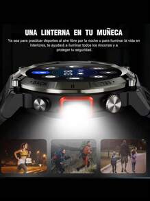 Reloj inteligente S100 militar para hombres con linterna LED 1.45" resistente 3ATM impermeable Smartwatch con 100+ modos de deportes Fitness Tracker con monitor de ritmo cardíaco sueño para iOS Android - Negro - Ver 2