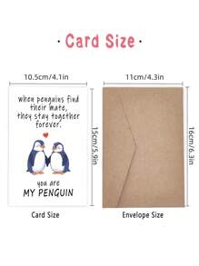 1 pieza Tarjeta de felicitación romántica con diseño de pingüinos enamorados - "Eres mi pingüino" - Ideal para aniversario, Día de San Valentín, compromiso, boda, cumpleaños - Regalo perfecto para parejas