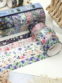 10 Rolls Of Vintage Bright Floral Pattern Washi Tape Set - Beautiful DIY Decorative Self-Adhesive Strips For Scrapbook Diary Decoration Washi Tape, Handmade Gifts For Friends Back To School