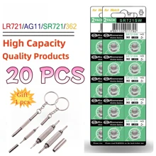 高容量 10 -50 件 AG11 SR721SW 362 361 162 纽扣手表电池 0%Hg 无汞纽扣电池适用于手表玩具遥控器带 1 个螺丝刀礼物