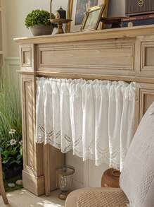 1PC Stitch Embroidery Hollow Llace White Short Curtain For Kitchen, White Small Window Curtain, Home Window Decoration - White - View 5