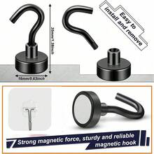 5个超强磁性挂钩，包包收纳挂钩，钕磁铁带挂钩，适用于悬挂物品、厨房配件、炊具收纳挂钩，适用于邮轮、露营、烧烤、厨房、冰箱、车库墙壁，可悬挂包包、衣架、钥匙、旅行必备品、返校用品、大学生必备品 - 彩色 - 查看 12