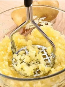 1 件升级版不锈钢捣碎器，适用于土豆、豆类和蔬菜，手动食物捣碎器，厨房工具，适用于土豆泥、压蒜器、手动榨汁机