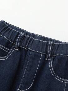 Balabala Boys' Denim Cargo Pants, Casual Spring Long Trousers - Denim Dark Blue - View 3