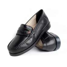 Men's Traditional Social Moccasin Shoes, Leather Comfort, Black 050 - 黑色 - 查看 2