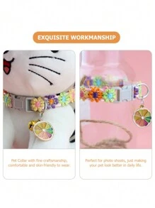 1 chiếc vòng cổ thủ công có thể điều chỉnh cho thú cưng với hoa ren nhiều màu sắc và chuông leng keng, phụ kiện vải lanh quyến rũ cho mèo và chó nhỏ, vòng cổ cho chó, đồ dùng cho thú cưng - Nhiều màu - Xem 9