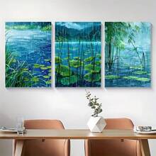 1pcs Pine Frame Canvas Wall Decoration, No Frame - Canvas Painted Wall Decoration, Home Decoration, Holiday Decoration, Mood Decoration, Bedroom Decoration, Living Room Decoration InsideFrame-Thickness 1.5inch - Blue - View 2