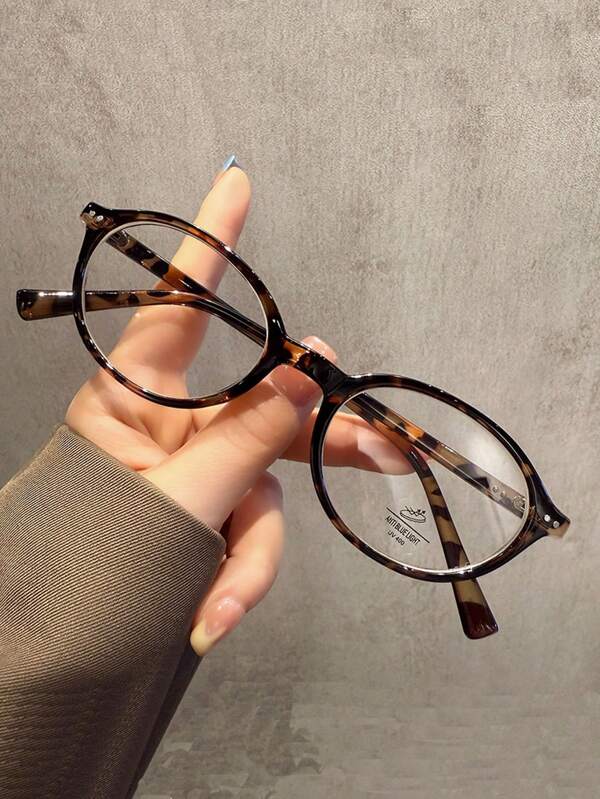 1 Par de Óculos Oval da Moda Femininos - Design Vintage com Decoração de Rebite, Perfeito para Estilo Acadêmico e Visão Nítida!