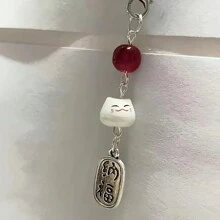 1 件招财猫陶瓷钥匙扣和手机挂绳 - 带手机配件的甜蜜包包，完美的新年礼物 - 彩色 - 查看 7