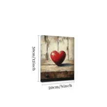 1 Pc Beating Heart Wooden Framed Canvas Painting Thickness