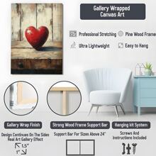 1 Pc Beating Heart Wooden Framed Canvas Painting Thickness