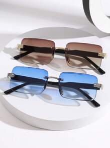 1pc Unisex Metal Frameless Edge Fashion Glasses, High Quality, Suitable For Daily Life, Travel, Driving, Fishing, Gatherings, Beach Parties, Street Style
