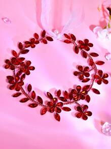 1 Piece Of Ladies' Valentine's Day Gift Accessory, Shiny Red Rhinestone Belt, Elegant And Fashionable Elegant, Flower Vine Design Waist Accessories, Holiday Parties, Brides' Weddings, Banquets, Daily Outings, Evening Dresses, Handmade Waist Accessories, Multifunctional Headband And Hair Accessories