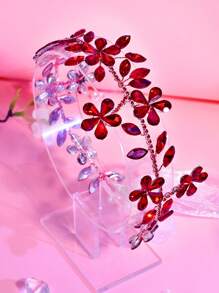 1 Piece Of Ladies' Valentine's Day Gift Accessory, Shiny Red Rhinestone Belt, Elegant And Fashionable Elegant, Flower Vine Design Waist Accessories, Holiday Parties, Brides' Weddings, Banquets, Daily Outings, Evening Dresses, Handmade Waist Accessories, Multifunctional Headband And Hair Accessories