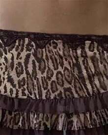 Women Mini Short Skirt Low Waisted Leopard Print Ruffle Lace Edge Fashion Short Skirt - Màu nâu - Xem 6