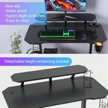 Gaming Table Gaming Desk Computer Table PC Table With Cup Holder And Headphone Hook Desk With Monitor Stand 100x55x75 Cm L-Shaped Legs - 黑色 - 查看 5