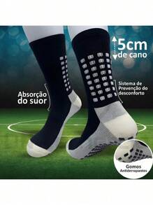 Men's Compression Sock Kit High-Top Anti-Slip Football Cotton High Quality Ventilation - Hitam - View 1