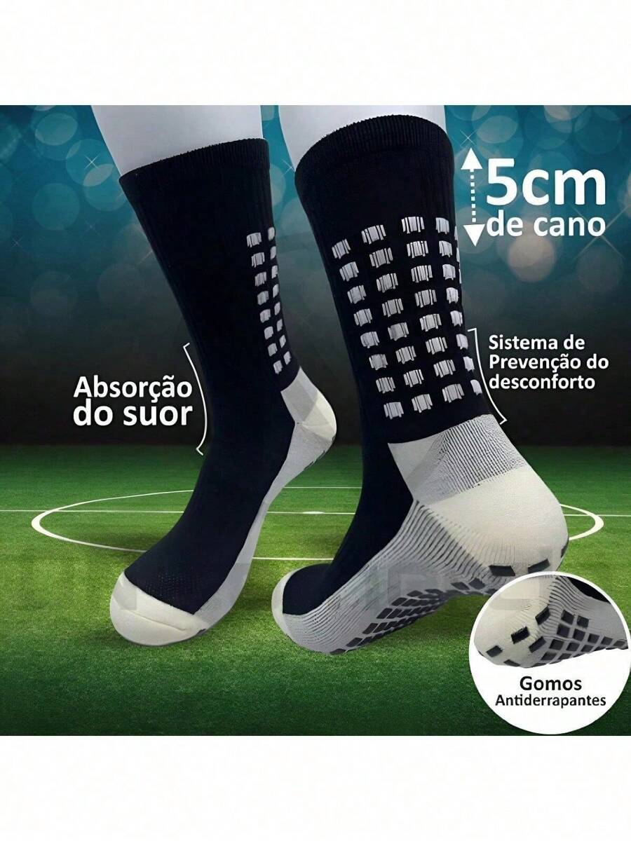 Men's Compression Sock Kit High-Top Anti-Slip Football Cotton High Quality Ventilation - Hitam - View 1