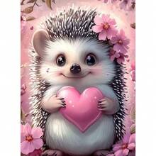 5D DIY Animal Diamond Painting Love Hedgehog Full Round Rhinestone Embroidery Kit Modern Valentine's Day Gift Home Decor - Multicolor - View 9