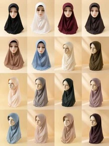 1件装女士轻薄星形图案软边头巾，时尚百搭，可作颈套或头巾，防晒，适合春夏连衣裙搭配。 - 彩色 - 查看 12