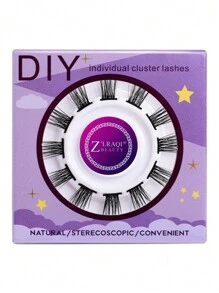 12片/套 C型卷翘加长分段式假睫毛，自然蓬松，可自由组合，睫毛嫁接，C型卷翘卡通簇状假睫毛，狐狸眼锥形睫毛嫁接工具，适合各种活动和节日场合 - C - 查看 9