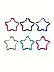 4 Peças Mosquetão de Estrela de Alumínio, Chaveiro de Gancho de Mola Criativo, Acessórios para Camping e Caminhada ao Ar Livre - Multicolorido - Visão 5